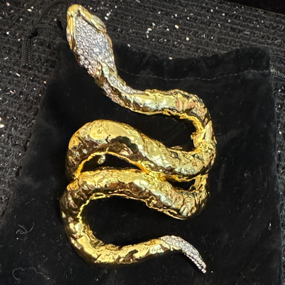 Alexis Bittar Snake bracelet cuff goldtone with crystal detail